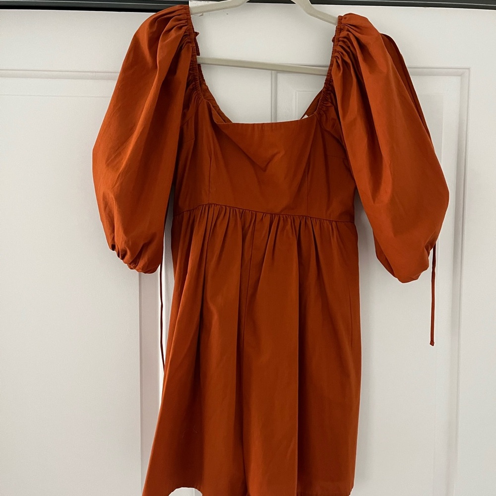 Abercrombie & Fitch Orange Puff Sleeve Romper